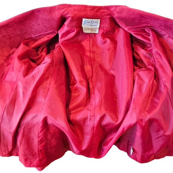 Vintage Womens Size 10 Red Faux Suede Blazer 3‎ Button USA Wilsons Business - Picture 4 of 9
